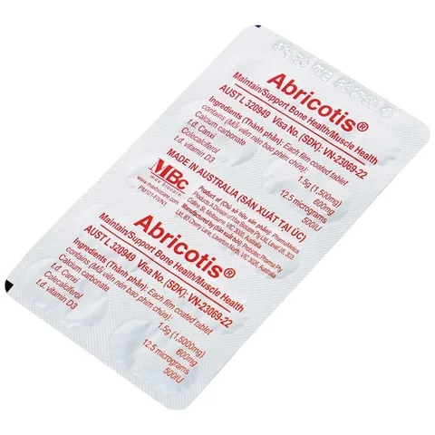 abricotis-6 Abricotis bổ sung canxi hỗ trợ sức khỏe xương, cơ bắp hộp 6 vỉ x 10 viên