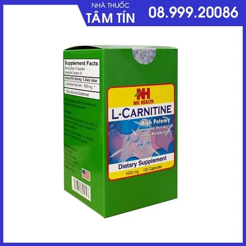 carnitine-1 Protein L-carnitine Nic Health (NK Mỹ)Lọ 100 viên