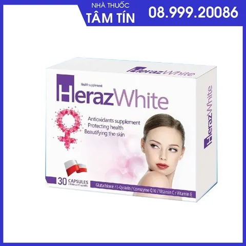 herazwhite Heraz White hộp 30 viên hỗ trợ trắng, sáng da chống oxy hóa