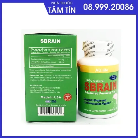 sbrain-1 Bổ não sbrain Aulife (NK Mỹ) lọ 30 viên