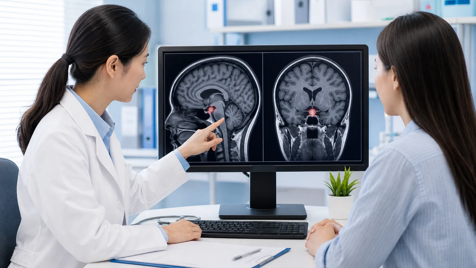Minh họa chụp MRI tuyến yên khi prolactin cao