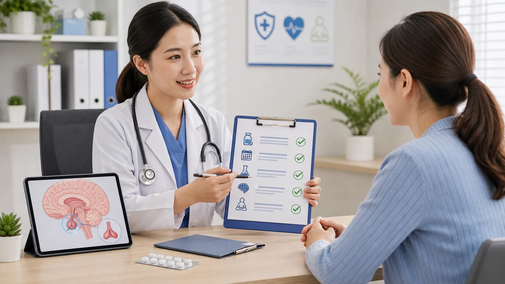 Minh họa bác sĩ tư vấn điều trị tăng prolactin