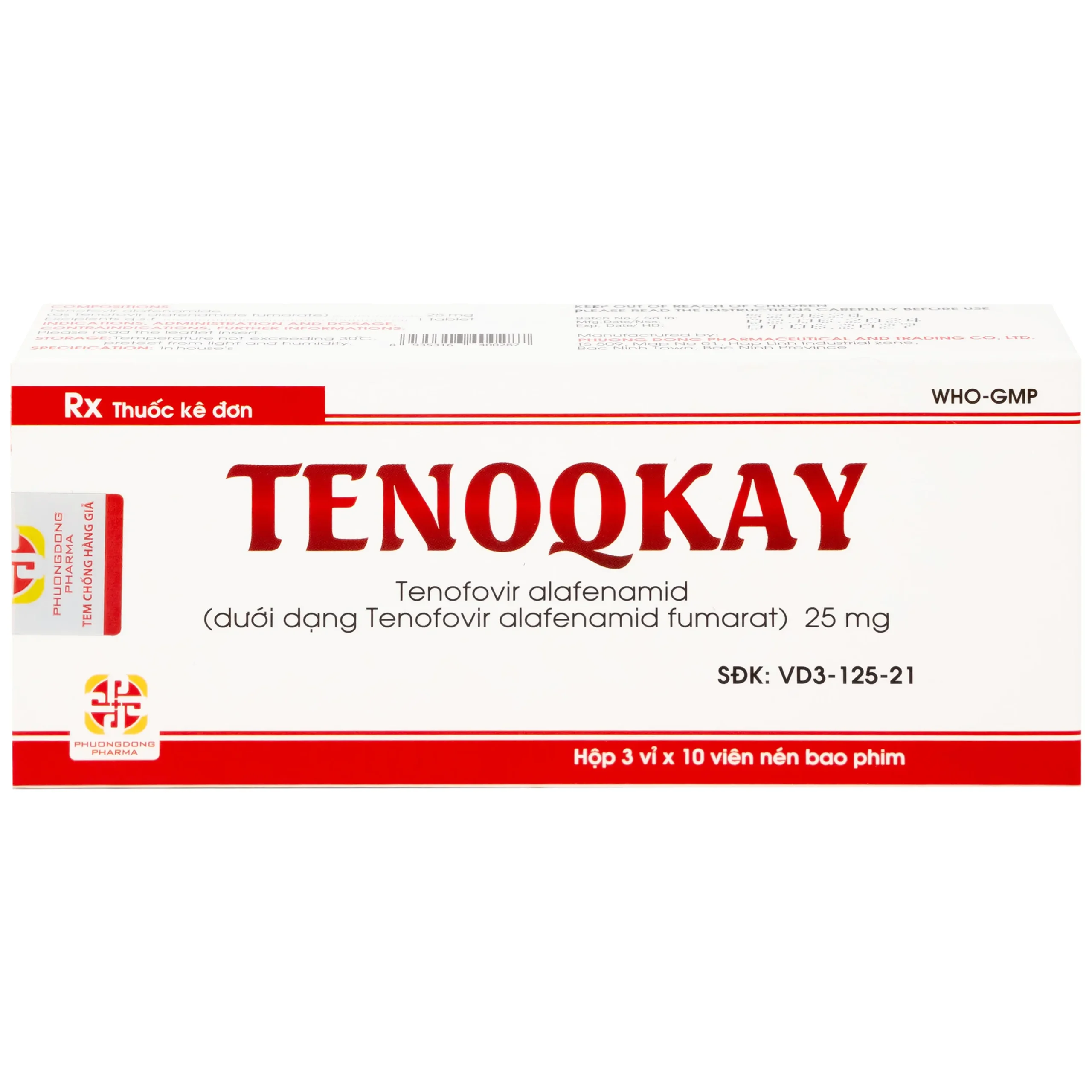 tenoqkay-2 Thuốc Tenoqkay 25mg hộp 3 vỉ x 10 viên