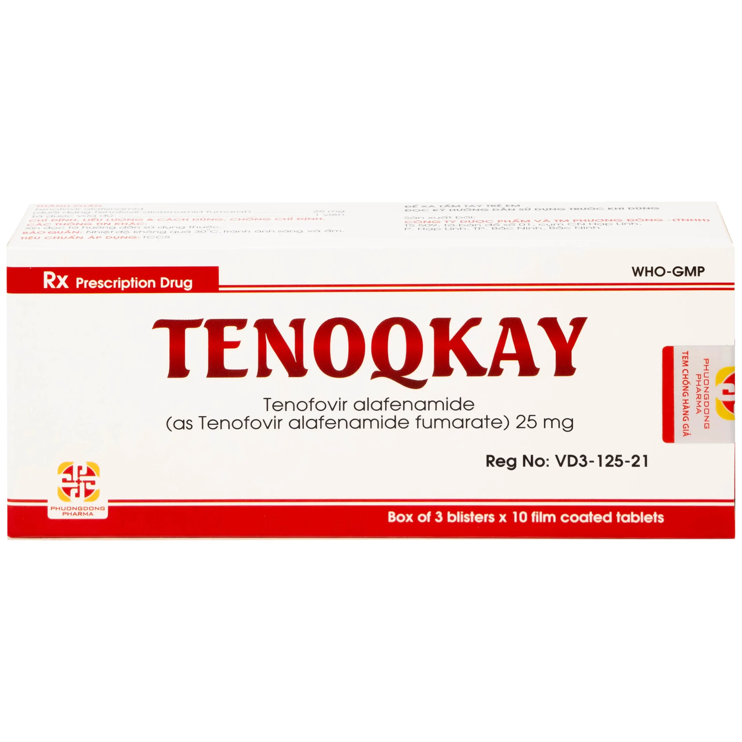 tenoqkay-3 Tenoqkay tenofovir alafenamide 25mg mặt tiếng Anh