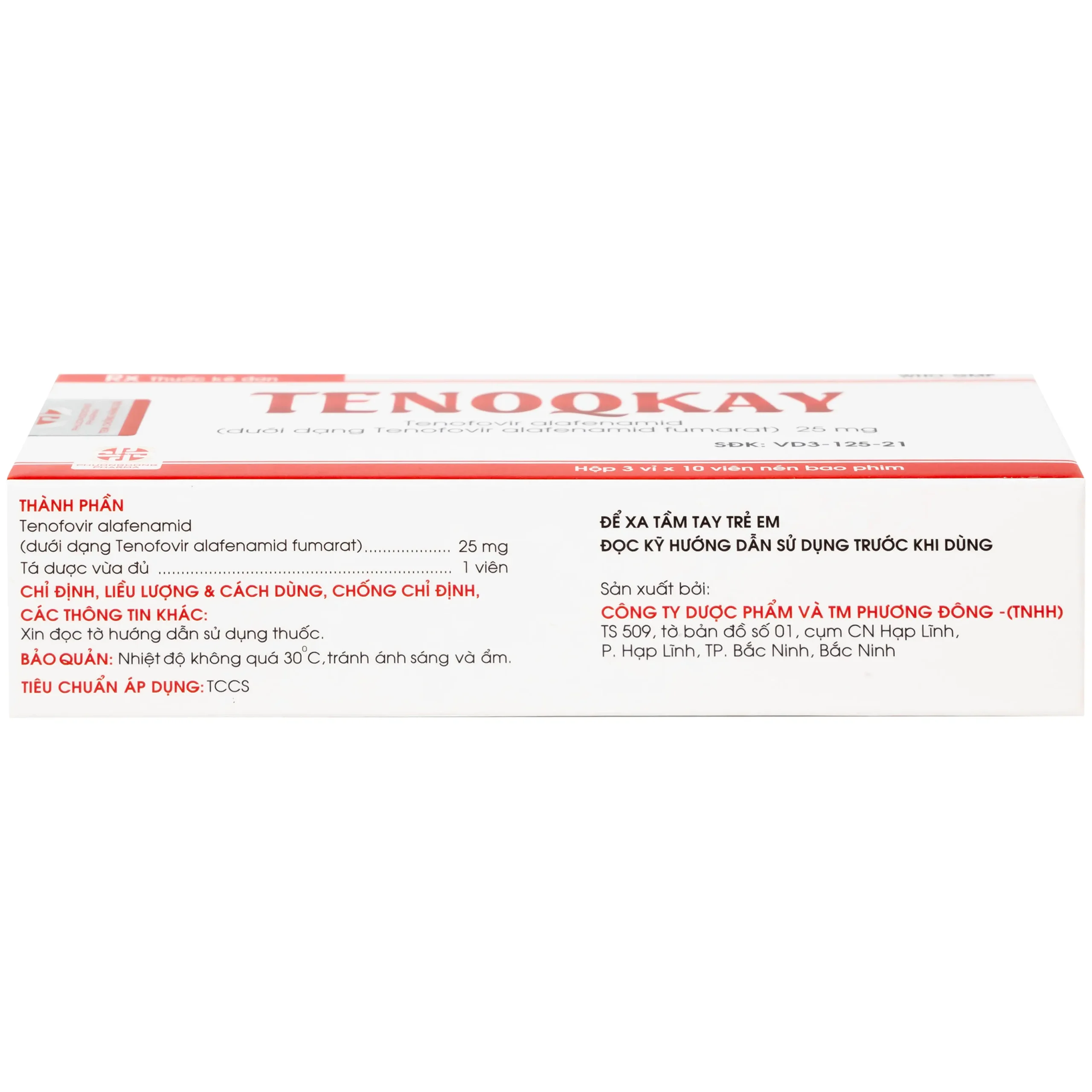 tenoqkay-4 Thành phần và nhà sản xuất Tenoqkay 25mg