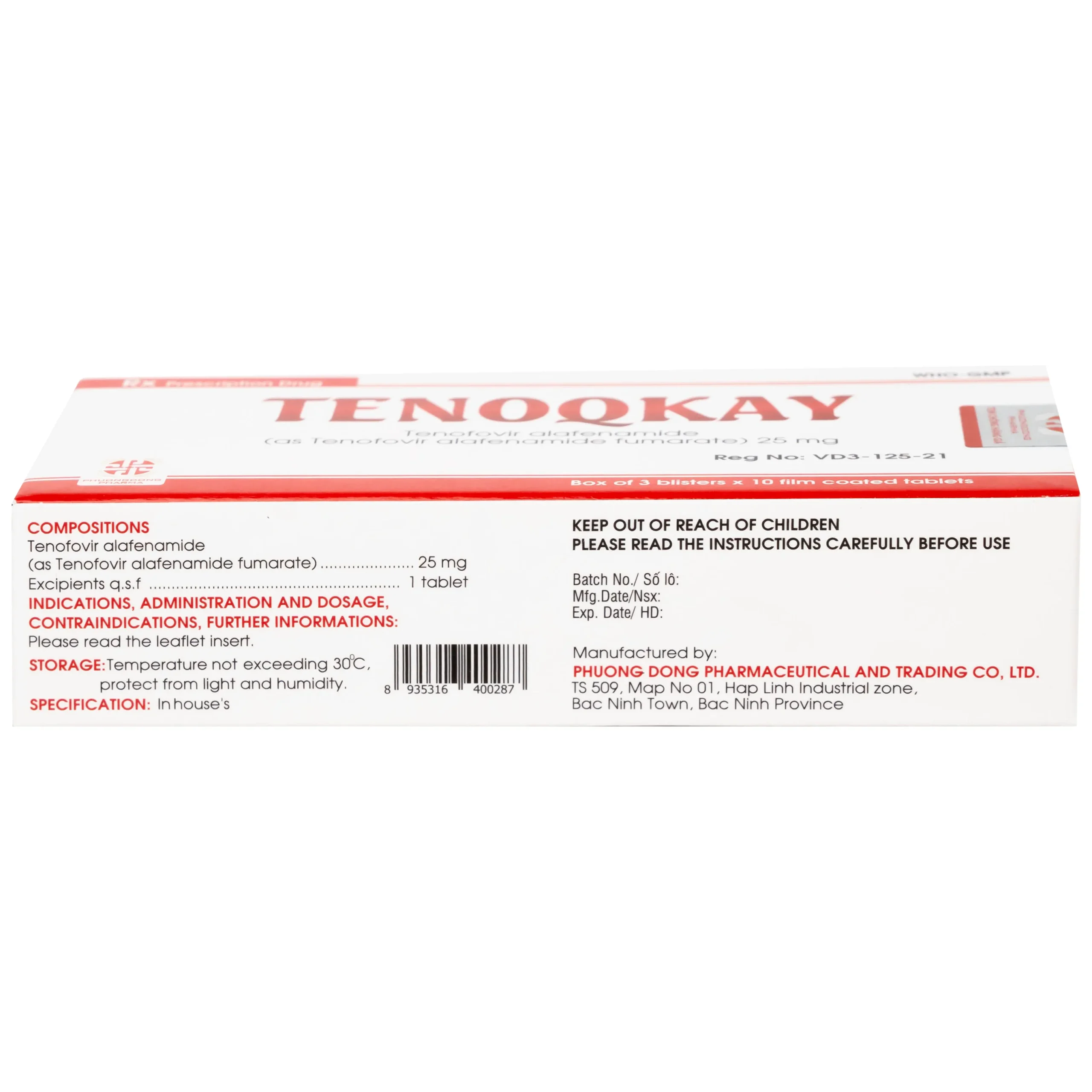 tenoqkay-5 Thông tin bảo quản thuốc Tenoqkay 25mg