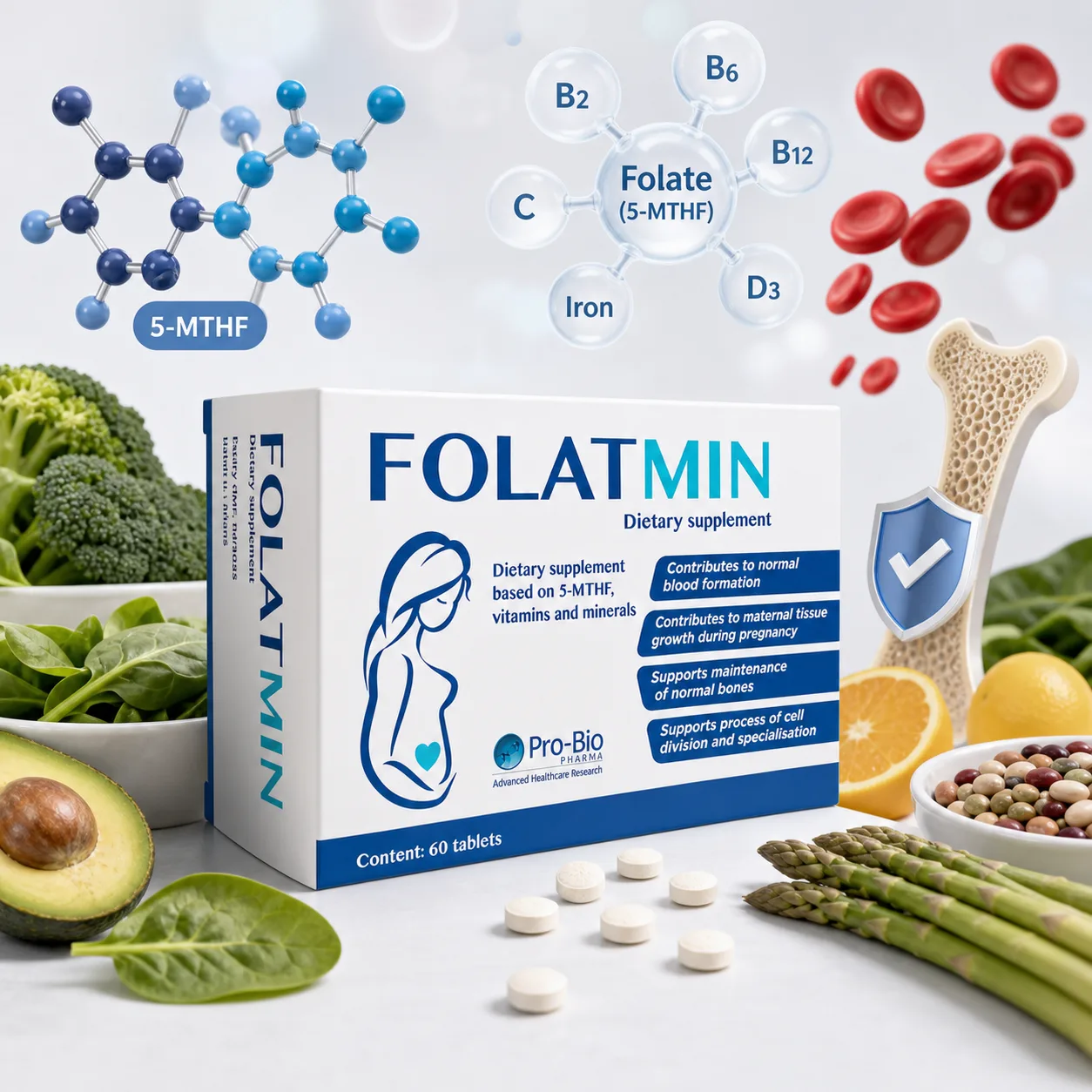 5-MTHF vitamin và khoáng chất trong Folatmin