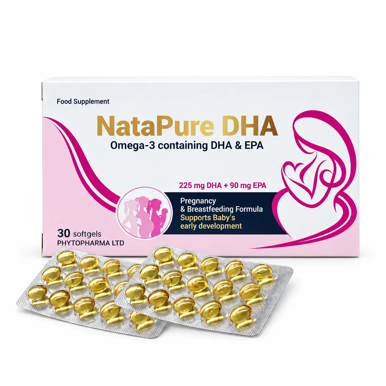 NataPure DHA hộp 30 viên NataPure DHA hộp 30 viên nang mềm bổ sung 225 mg DHA và 90 mg EPA